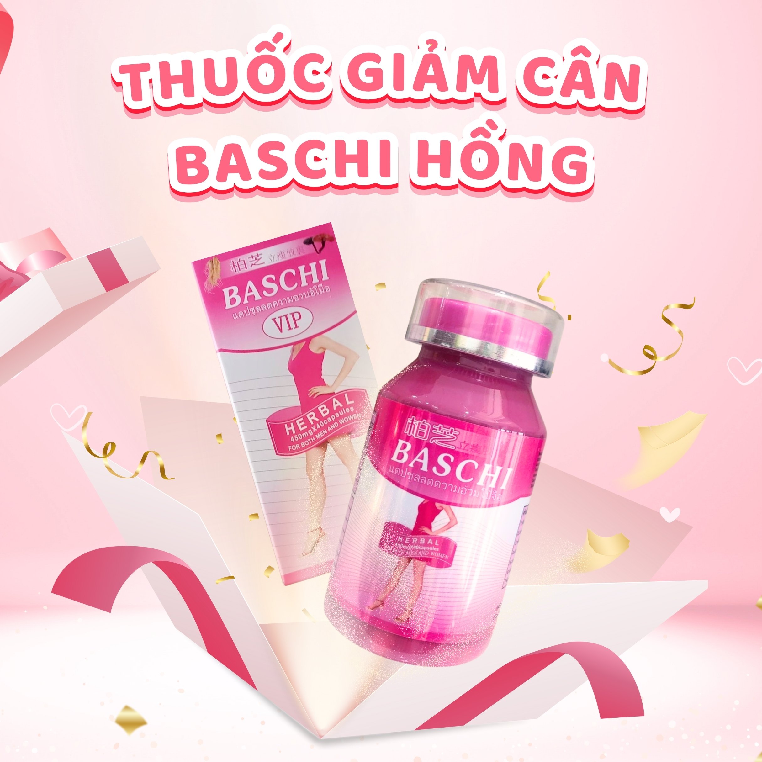 Nhà thuốc giảm cân: Thuốc giảm cân Baschi hồng hấp dẫn